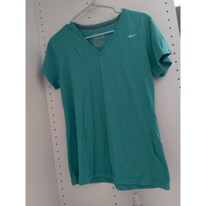 Nike dri fit‎ green v neck tshirt size large